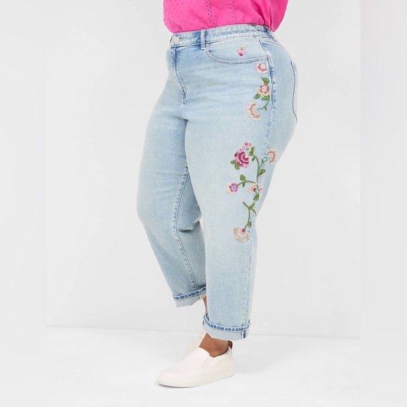 Lane Bryant Boyfriend Fit Embroidered Jeans Size 20 - Picture 2 of 9